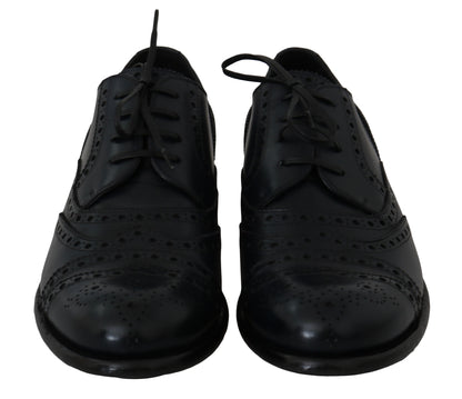 Dolce &amp; Gabbana Elegantes zapatos Derby con punta de ala de cuero azul