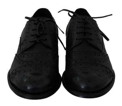 Dolce &amp; Gabbana Elegantes zapatos de vestir Derby con punta de ala azul oscuro