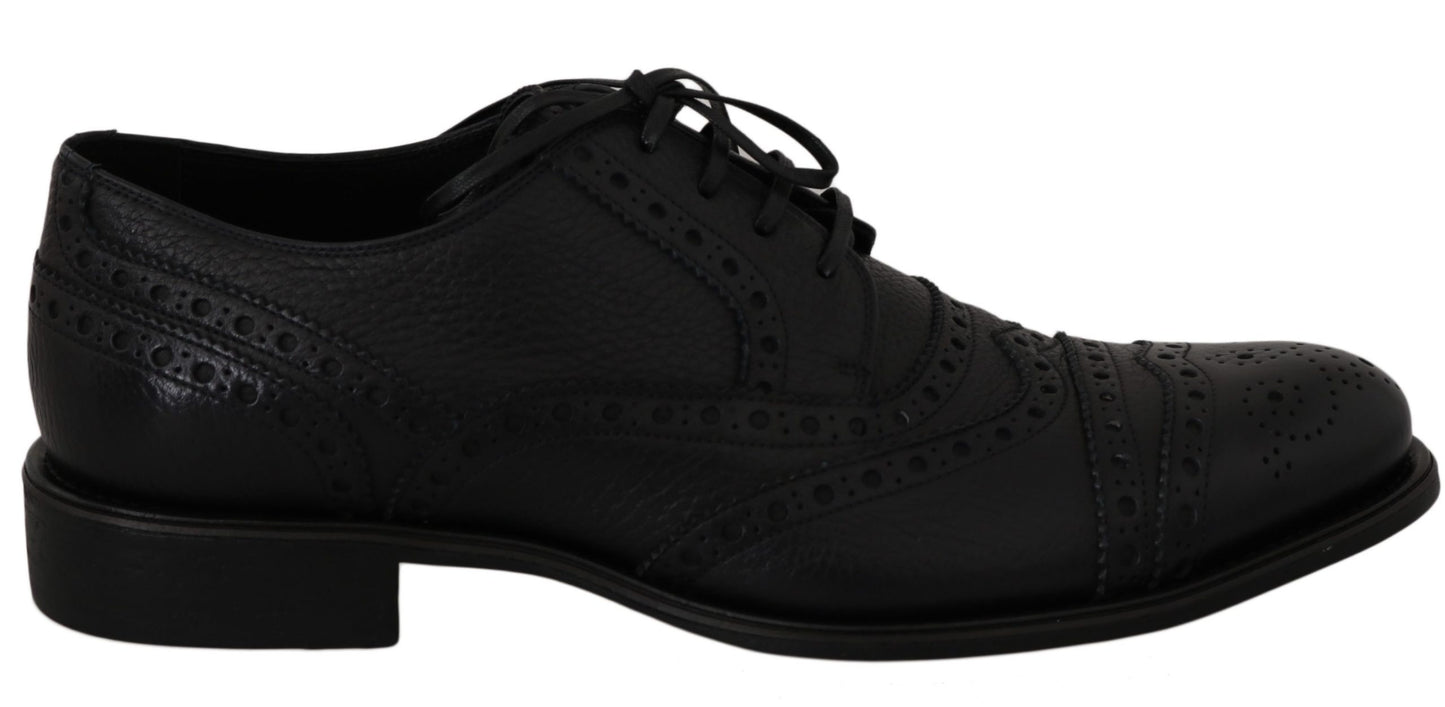 Dolce &amp; Gabbana Elegantes zapatos de vestir Derby con punta de ala azul oscuro