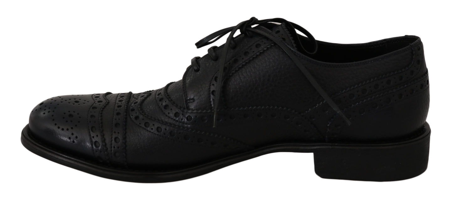 Dolce &amp; Gabbana Elegantes zapatos de vestir Derby con punta de ala azul oscuro
