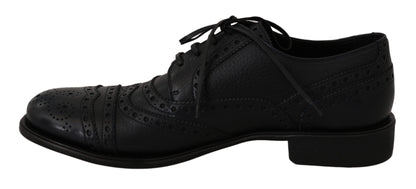 Dolce &amp; Gabbana Elegantes zapatos de vestir Derby con punta de ala azul oscuro