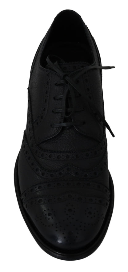Dolce &amp; Gabbana Elegantes zapatos de vestir Derby con punta de ala azul oscuro