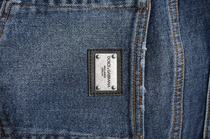 Dolce & Gabbana Blue Cotton Mid Waisted Straight Denim Jeans