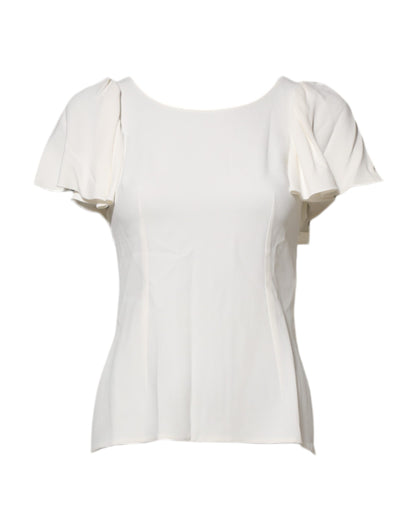 Dolce &amp; Gabbana White Round Neck Short Sleeves Blouse Top