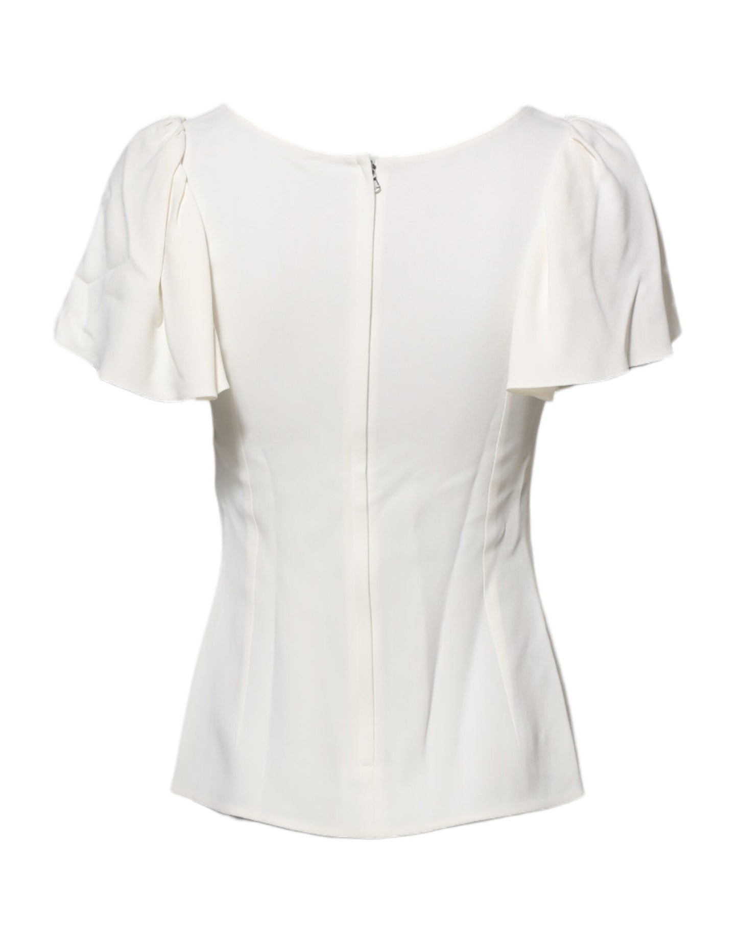 Dolce &amp; Gabbana White Round Neck Short Sleeves Blouse Top