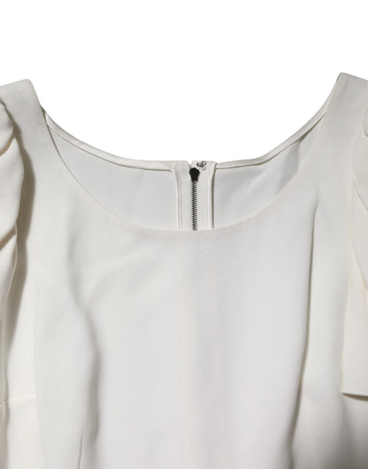 Dolce &amp; Gabbana White Round Neck Short Sleeves Blouse Top