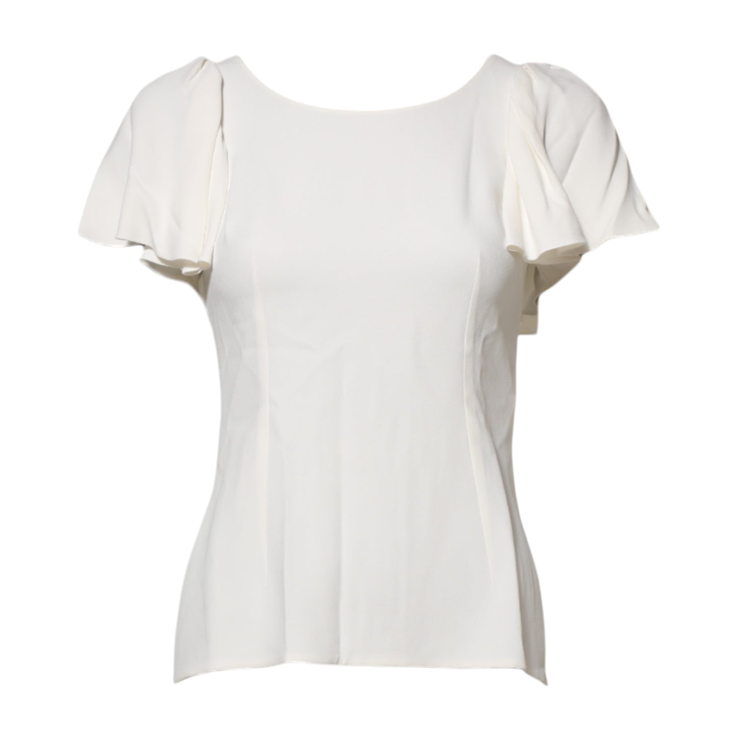 Dolce &amp; Gabbana White Round Neck Short Sleeves Blouse Top