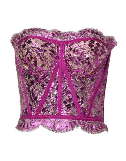 Dolce &amp; Gabbana Pink Bustier Sleeveless Corset Blouse Top