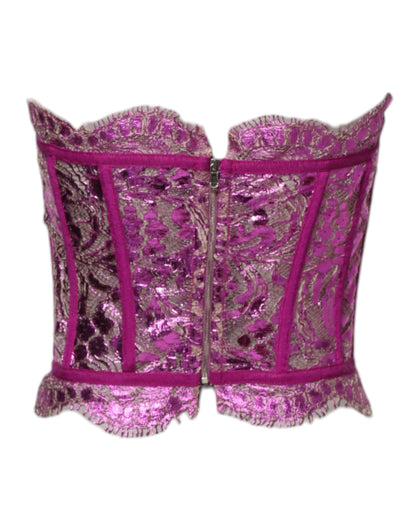 Dolce &amp; Gabbana Pink Bustier Sleeveless Corset Blouse Top