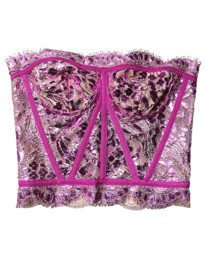 Dolce &amp; Gabbana Pink Bustier Sleeveless Corset Blouse Top