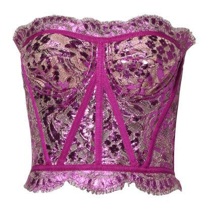 Dolce &amp; Gabbana Pink Bustier Sleeveless Corset Blouse Top