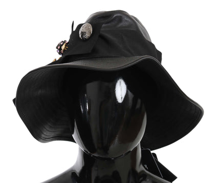Dolce &amp; Gabbana Gorra Cloche Elegante De Cuero Negro
