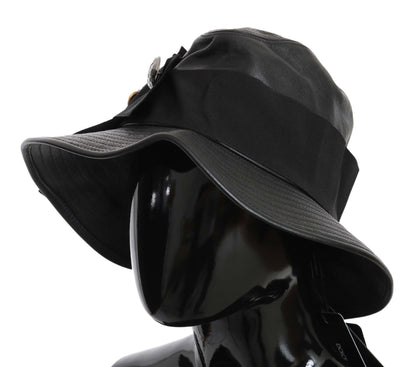 Dolce &amp; Gabbana Gorra Cloche Elegante De Cuero Negro