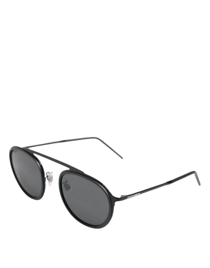 Dolce & Gabbana Matte Black DG2276 Metal Rim Round Shades Sunglasses