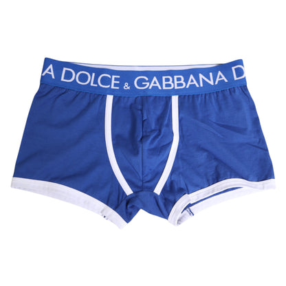 Dolce &amp; Gabbana Blue Cotton Stretch Regular Boxer Underwear