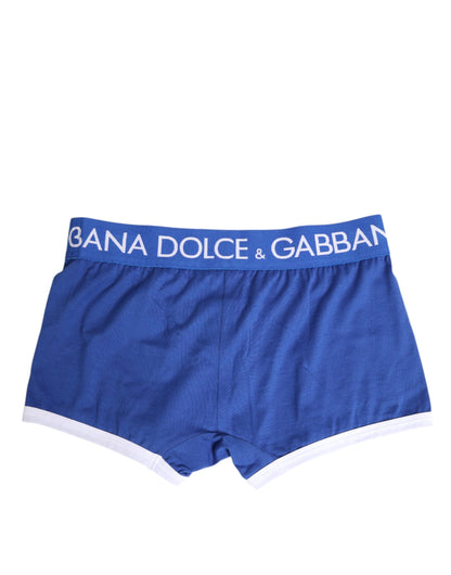 Dolce &amp; Gabbana Blue Cotton Stretch Regular Boxer Underwear