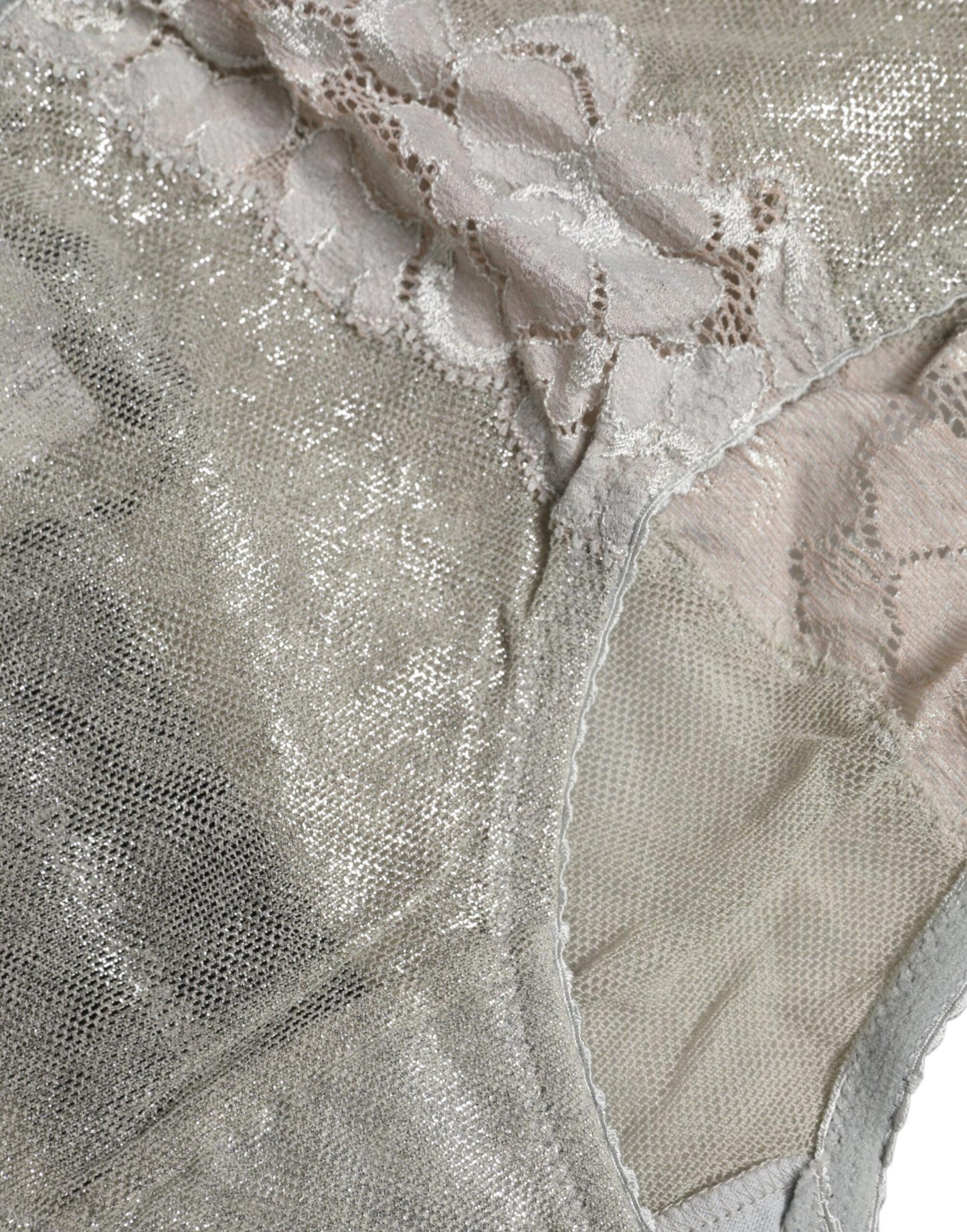 Dolce &amp; Gabbana Gray Cotton Floral Lace High Waist Panty Underwear
