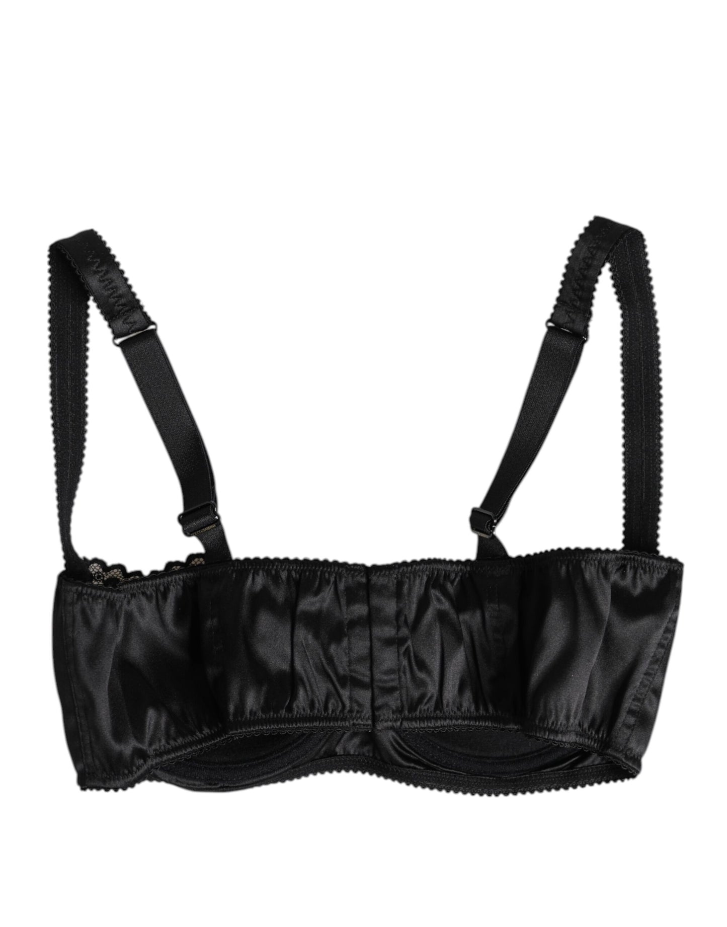 Dolce &amp; Gabbana Black Silk Underwired Balconette Bra Underwear