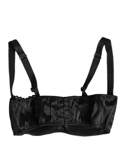 Dolce &amp; Gabbana Black Silk Underwired Balconette Bra Underwear