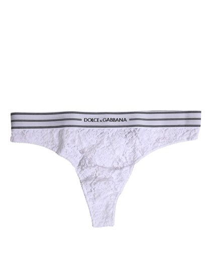 Dolce &amp; Gabbana White Nylon Floral Lace Bottom Panty Underwear