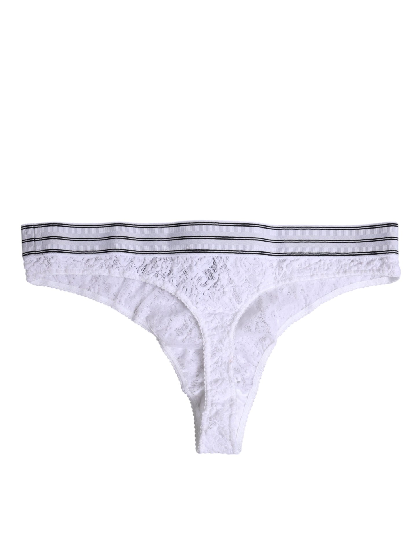 Dolce &amp; Gabbana White Nylon Floral Lace Bottom Panty Underwear