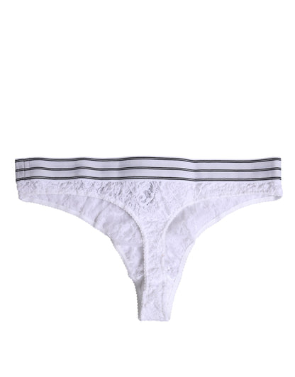 Dolce &amp; Gabbana White Nylon Floral Lace Bottom Panty Underwear