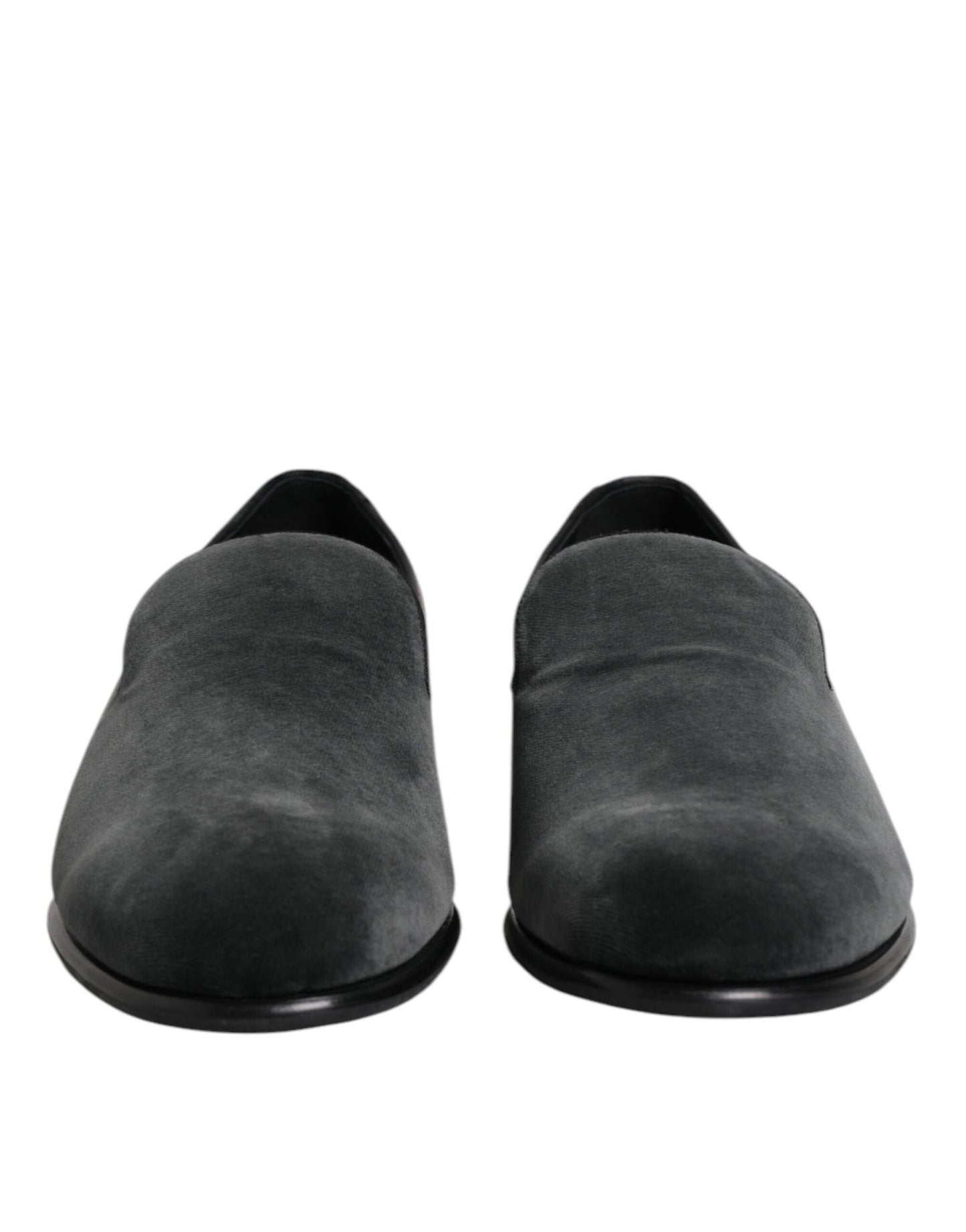 Dolce &amp; Gabbana Black Velvet Slip On Loafers Formal Shoes