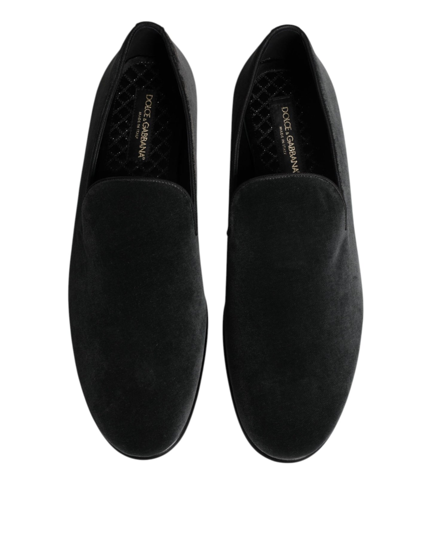Dolce &amp; Gabbana Black Velvet Slip On Loafers Formal Shoes