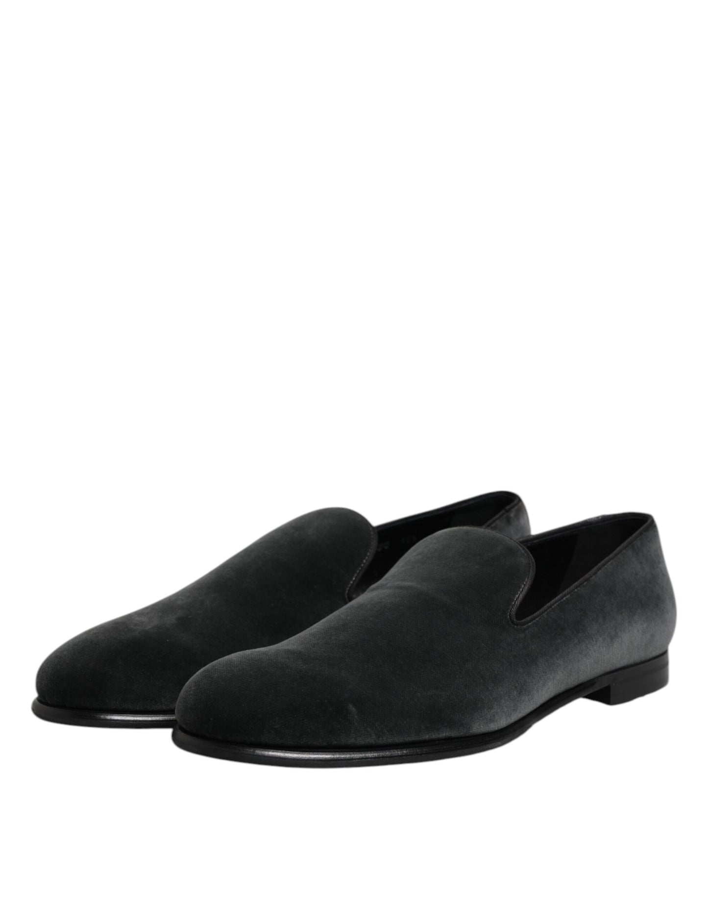 Dolce &amp; Gabbana Black Velvet Slip On Loafers Formal Shoes