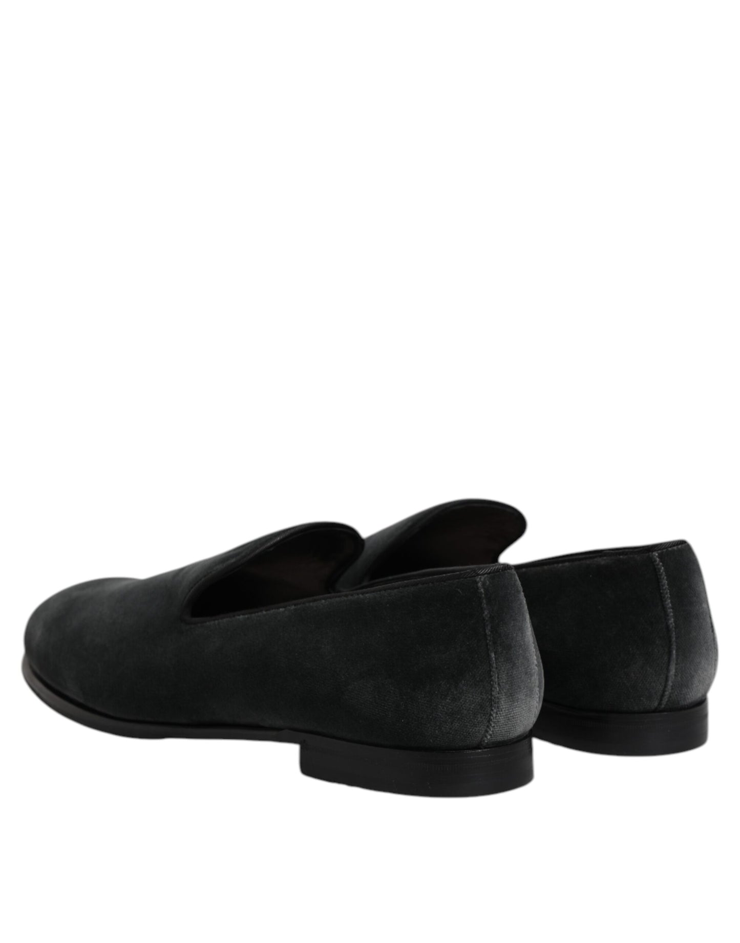 Dolce &amp; Gabbana Black Velvet Slip On Loafers Formal Shoes