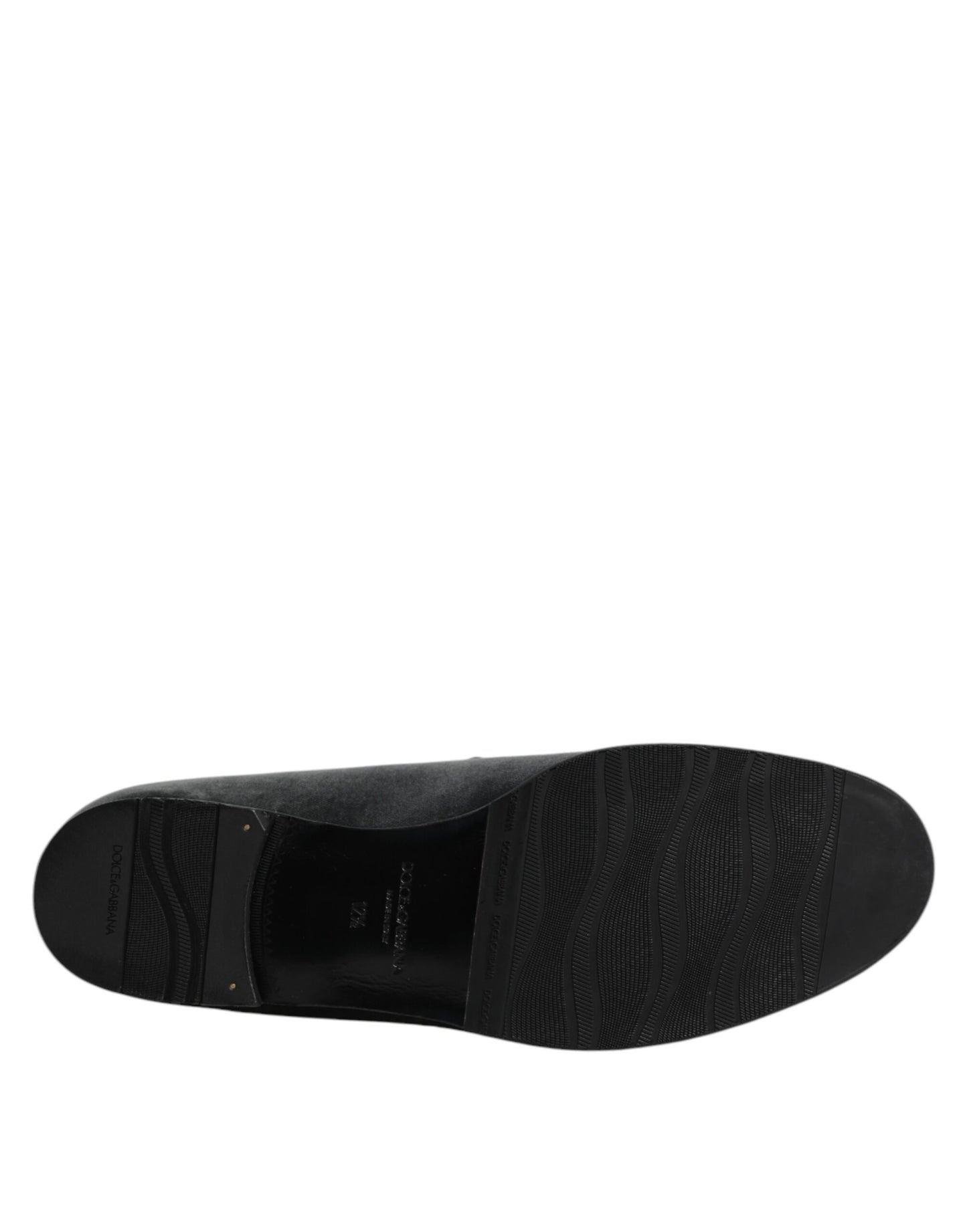 Dolce &amp; Gabbana Black Velvet Slip On Loafers Formal Shoes