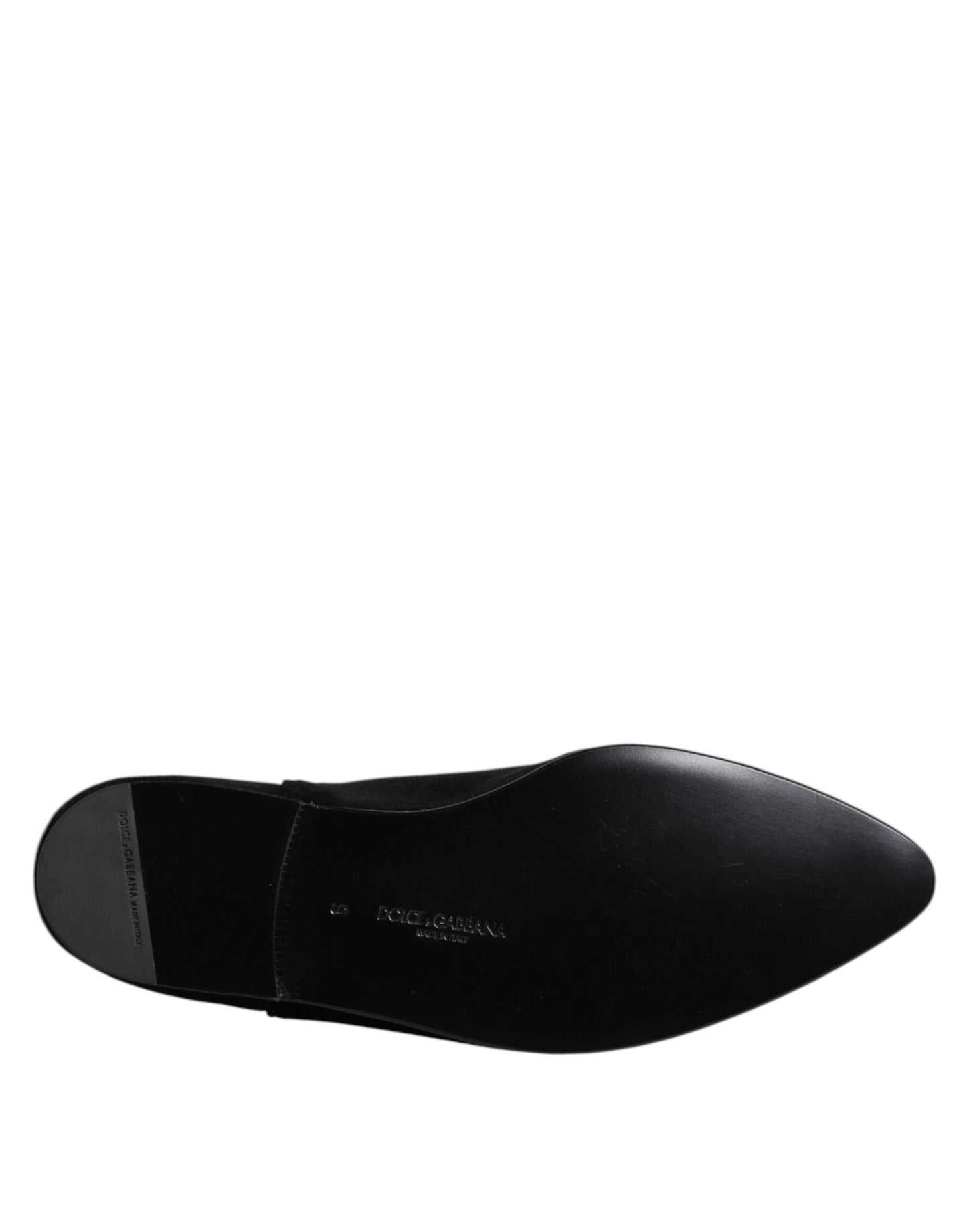Dolce &amp; Gabbana Black Velvet Embellished Loafer Slip On Shoes