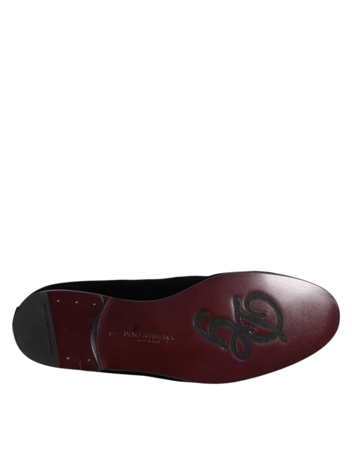 Dolce &amp; Gabbana Black Velvet Embellished Loafer Slip On Shoes