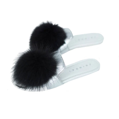JOSHUA SANDERS Leather And Fur Mules