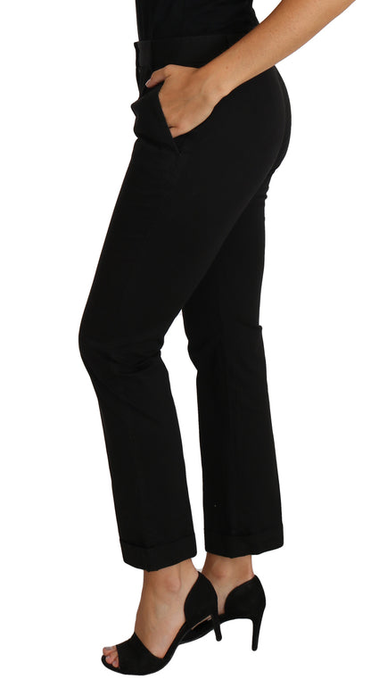 Dolce &amp; Gabbana Elegante pantalón de vestir de algodón negro
