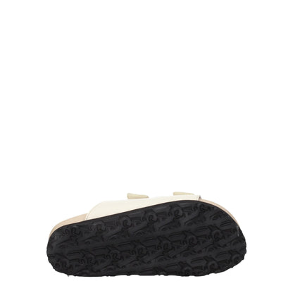 Palm Angels Beige Leather Flat Sandals