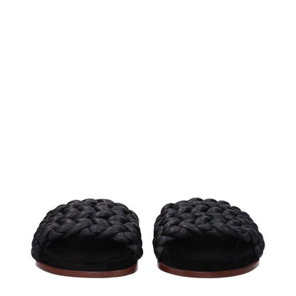 Chloé Black Leather Slippers Sandals