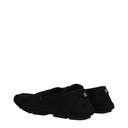 Dolce & Gabbana Black Leather Slip-On Loafers