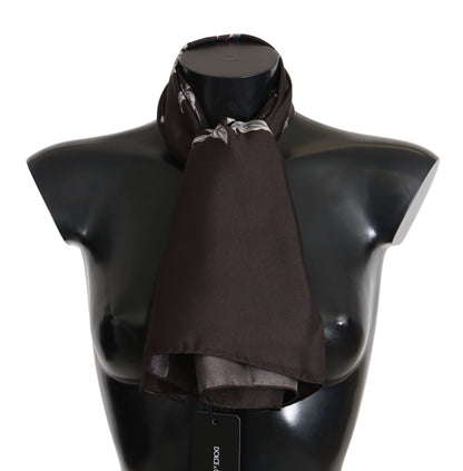 Dolce &amp; Gabbana Elegante pañuelo de seda en marrón lujo