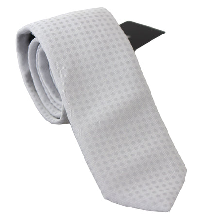 Dolce &amp; Gabbana Elegante corbata de cuello en mezcla de seda estampada blanca