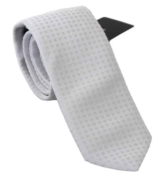 Dolce &amp; Gabbana Elegante corbata de cuello en mezcla de seda estampada blanca