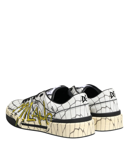 Dolce & Gabbana White Logo Print Low Top Men Sneakers Shoes