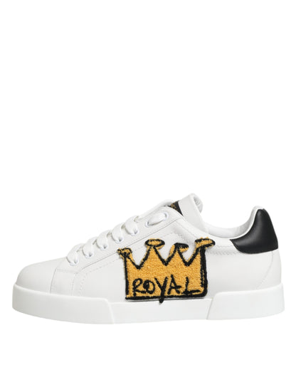 Dolce & Gabbana White Crown Patch Portofino Men Sneakers Shoes