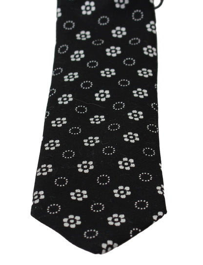 Dolce &amp; Gabbana Elegante corbata de seda floral negra