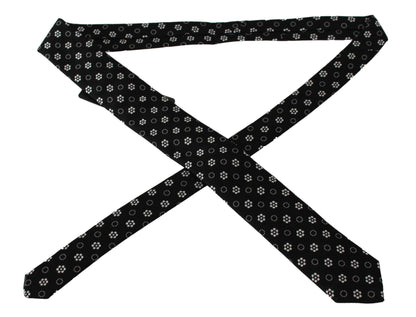 Dolce &amp; Gabbana Elegante corbata de seda floral negra
