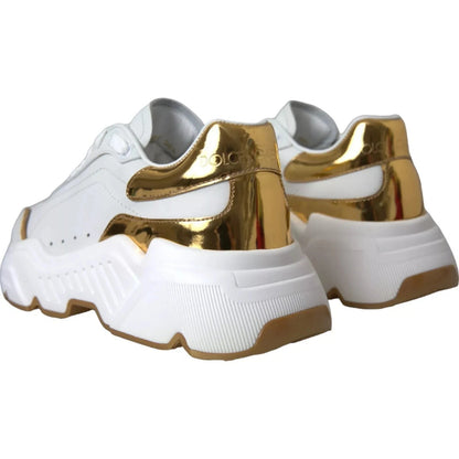 Dolce & Gabbana White Gold DAYMASTER Leather Sneakers Mens Shoes