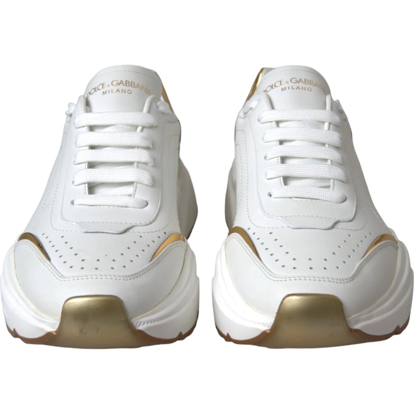 Dolce & Gabbana White Gold DAYMASTER Leather Sneakers Mens Shoes
