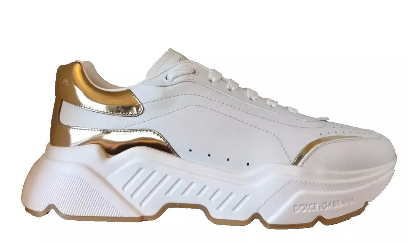 Dolce & Gabbana White Gold DAYMASTER Leather Sneakers Mens Shoes