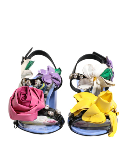 Dolce &amp; Gabbana Multicolor Floral Crystal KEIRA Sandals Shoes