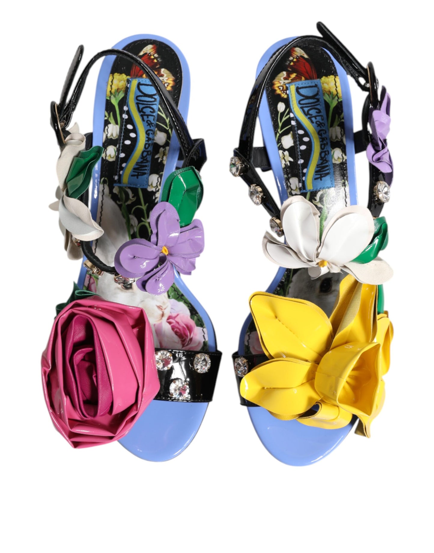Dolce &amp; Gabbana Multicolor Floral Crystal KEIRA Sandals Shoes